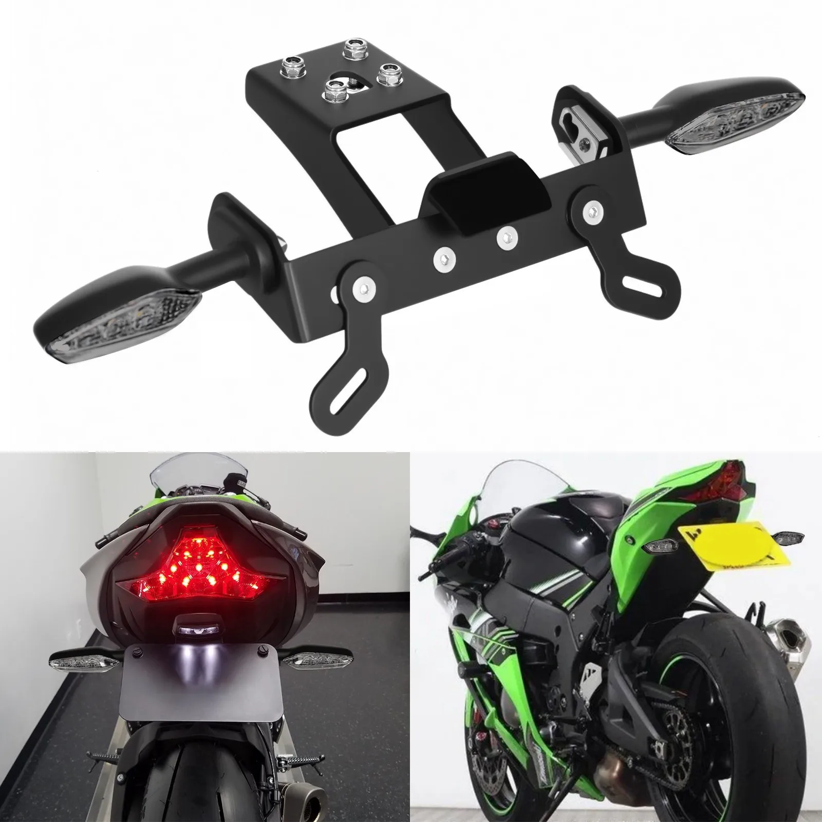 For 2009-2018 Kawasaki ZX6R Ninja ZX-10R 2008 2009 2010 Fender Eliminator Rear Tail Tidy LED Turn Signal