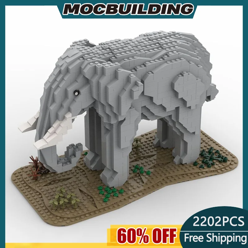 MOC Building Block Elephant Technology Bricks DIY Assembled Model Animal Toys Collection Display Creative Holiday Gifts 2202PCS