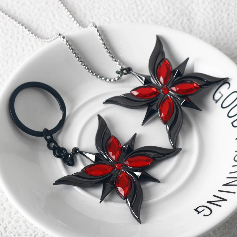 LLavero de juego figura de Anime Arlecchino Collar insignia colgante llaveros lindos llaveros con incrustaciones de diamantes de imitación The Knave accesorios de Cosplay