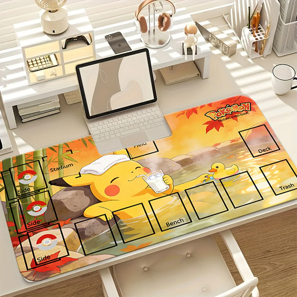 

Pokemon Pikachu Neon Big Ben Cityscape TCG Playmat, Non-Slip Rubber Base Washable Cloth Surface Large Gaming Mouse Pad