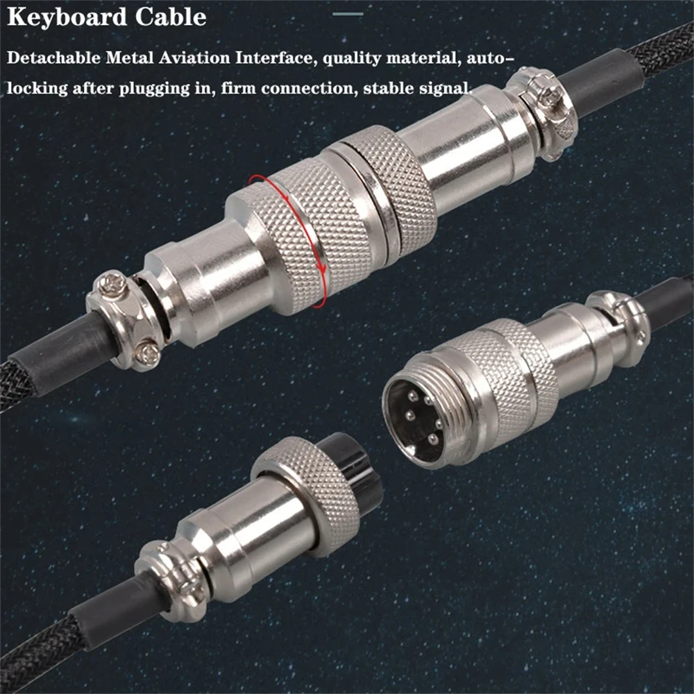 NEW Type C Mechanical Keyboard Coiled Cable USB Keyboard Wire Mechanical Keyboard Aviator Desktop Computer Aviation Connector 3M