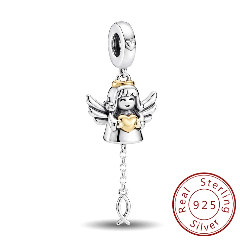 Liebesherz-Familie, Schwestern, Flügel-Charms, Perlen, passend für Original-Armbänder, Armreifen, 925er Sterlingsilber, edler Schmuck, Geschenk