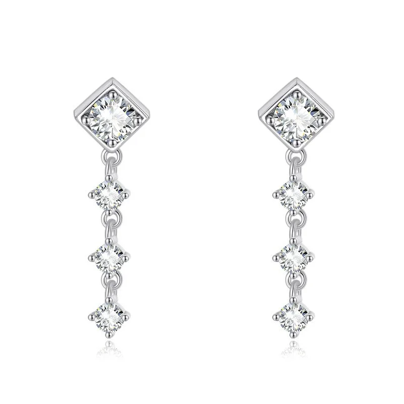 

ZFSILVER модные s925 серебряные муассаниты классический модный дизайн квадратные серьги с кисточками подвески женские аксессуары ювелирные изделия подарок E21015