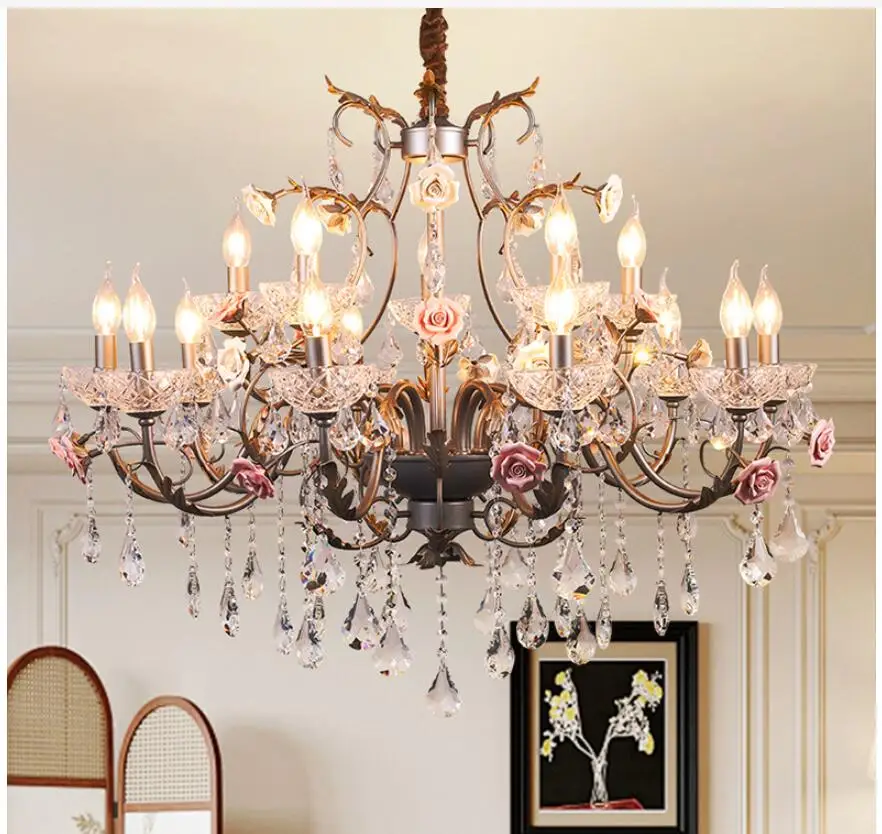 Decorative Floral Pendant Lamp D92cm Living Room Rose Decora Lamps 12arms Modern Children Room Hanging Lights Ac 100% Guaranteed