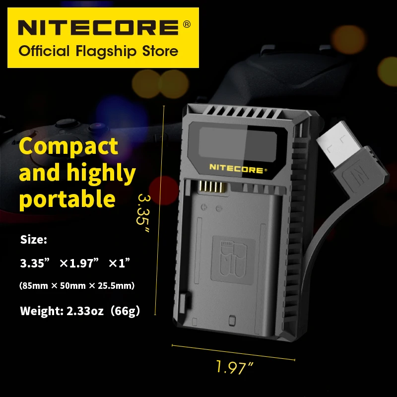 NITECORE UNK2 Smart Camera Battery Charger Dual-Slot USB for Nikon EN-EL15 EN-EL15a EN-EL15b D500 D600 D810 D7500 Z6 D800E D7000