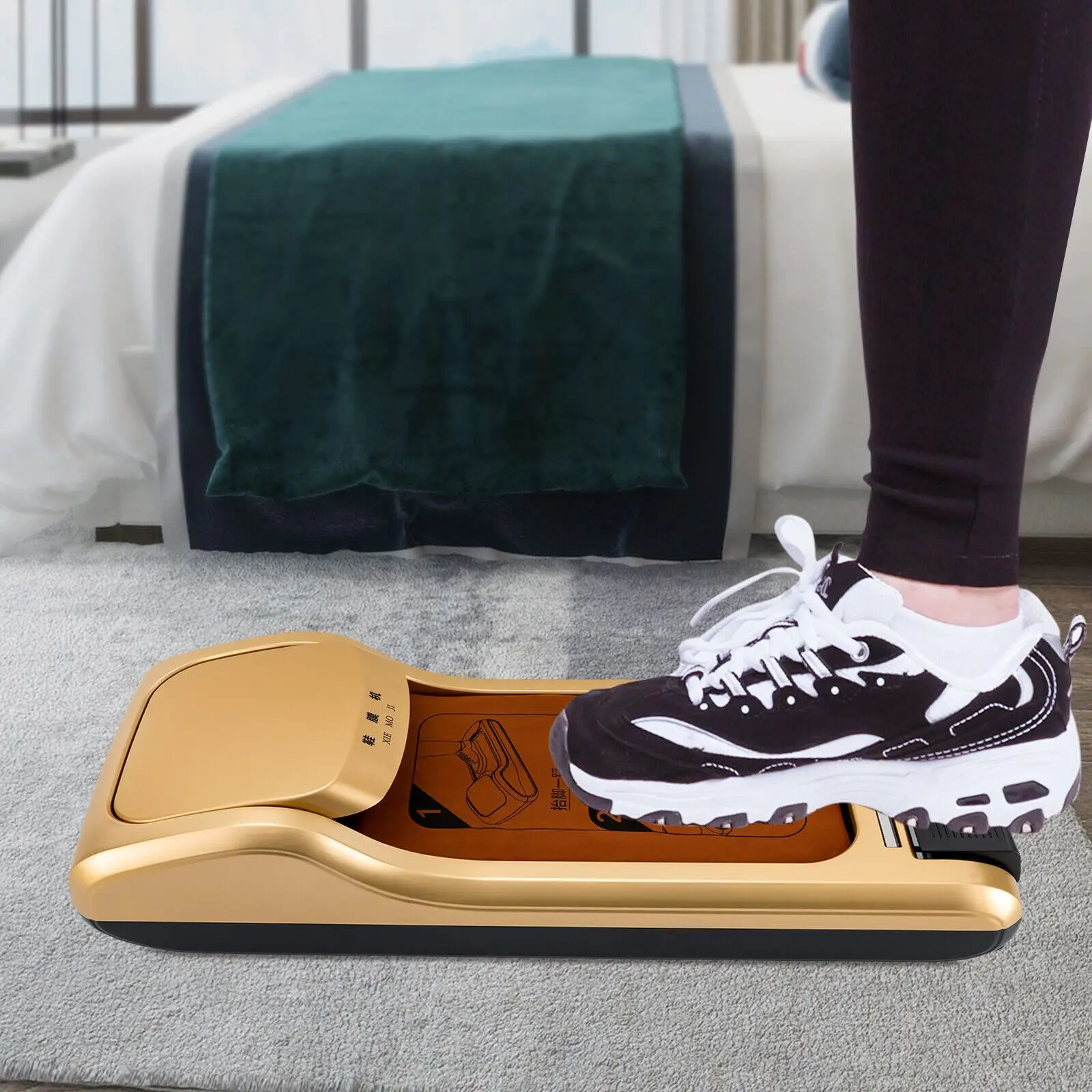 

Машина для бахил с 3-рулонами одноразовых водонепроницаемых пленки для обуви, диспенсер педального типа для гостиничной лаборатории и домашнего использования