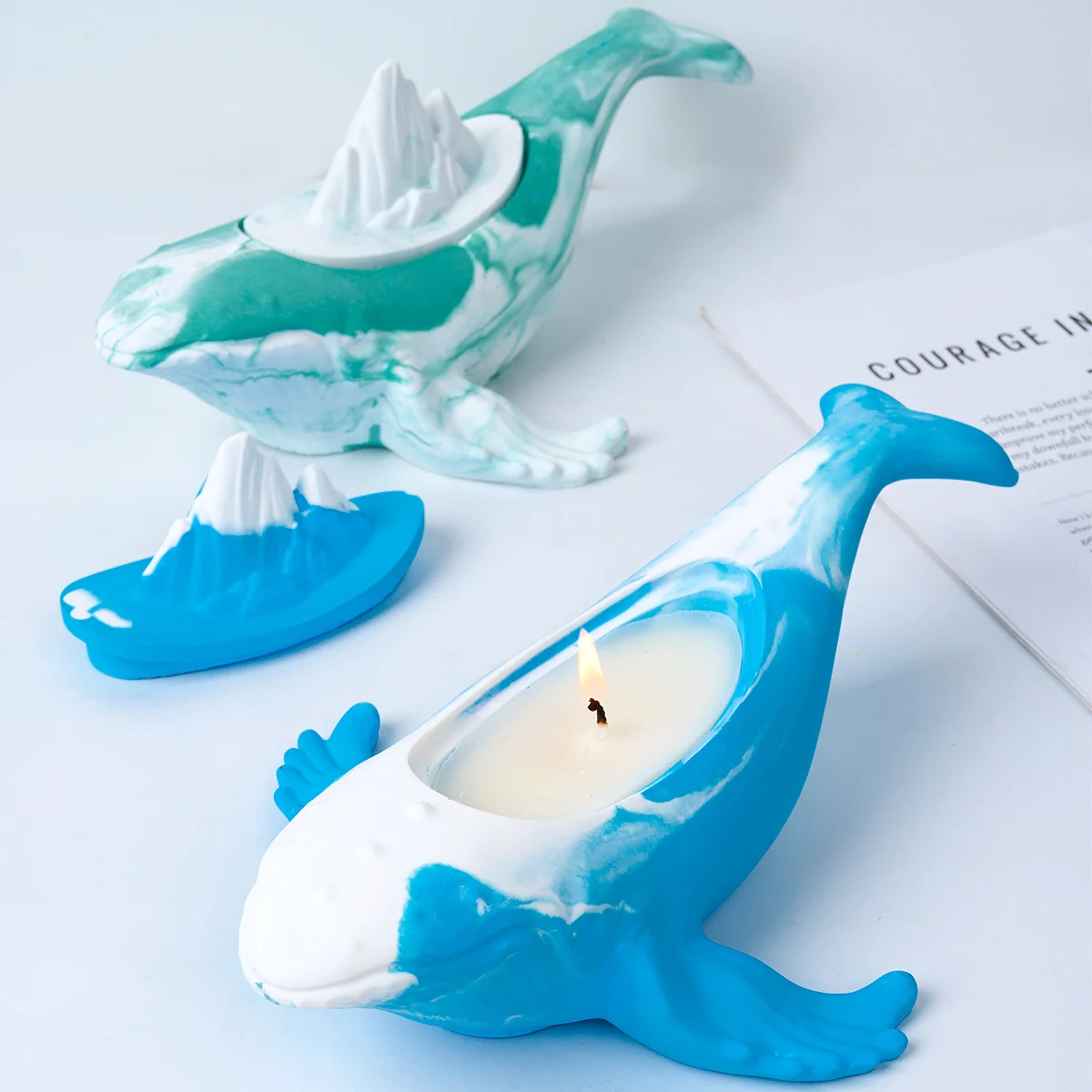 Large Whale Candle Jar Silicone Mold DIY Succulent Planter Gypsum Molds Concrete Resin Storage Box Craft Making Home Decoration