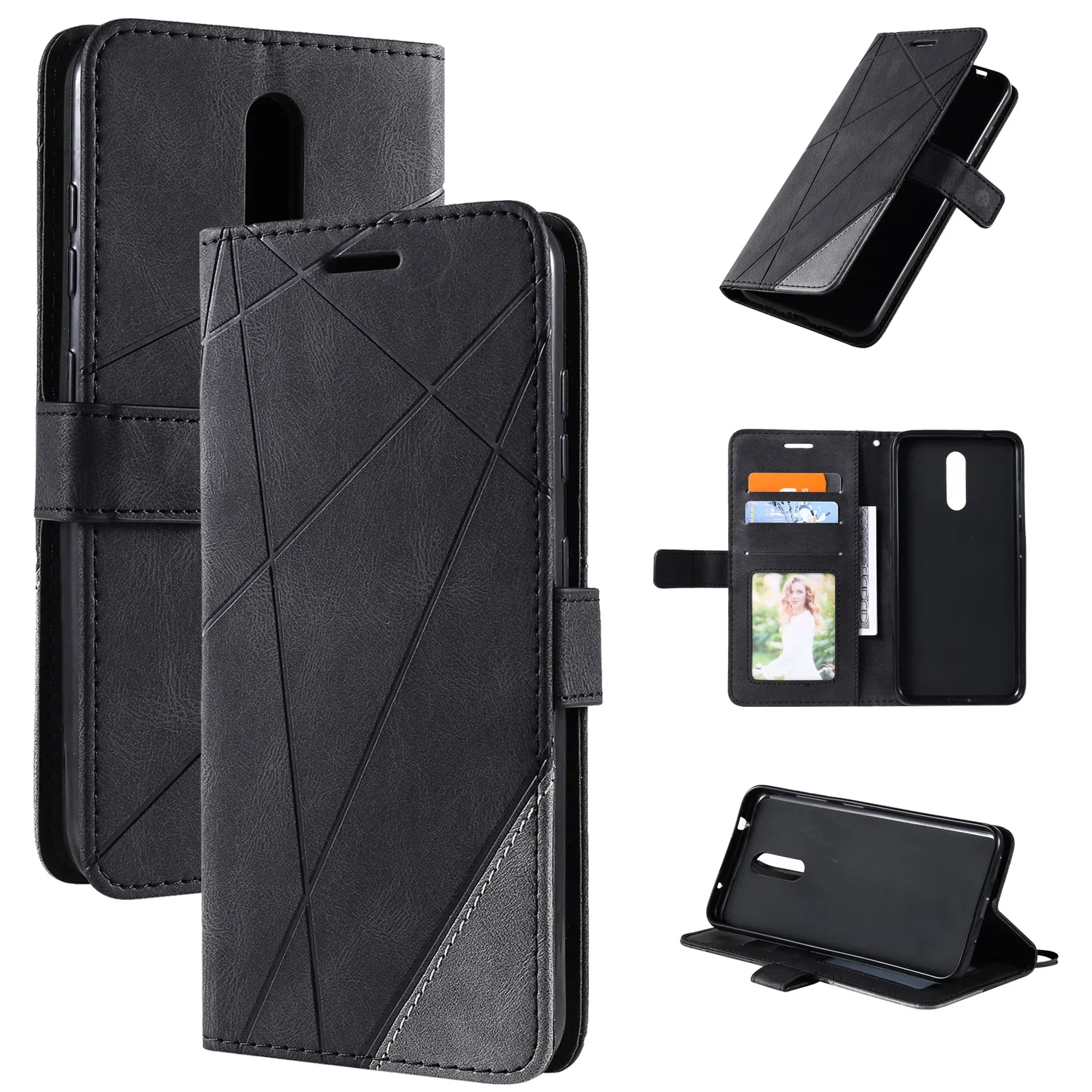 Pop Wallet Flip PU Leather Phone Case For OnePlus One Plus 8 8T 9 Pro 8Pro 9Pro Cute Book Card Slots Cover D21G