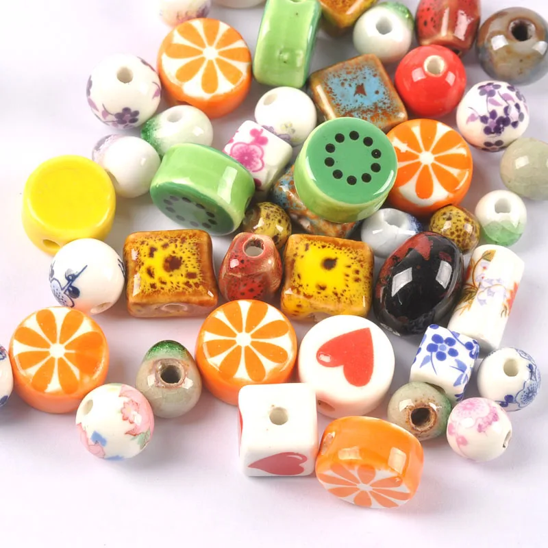 25g Mixed color Vintage Chinese Ceramic Beads Fit Necklace Bracelets and Send 1 meter elastic rope YKL0795