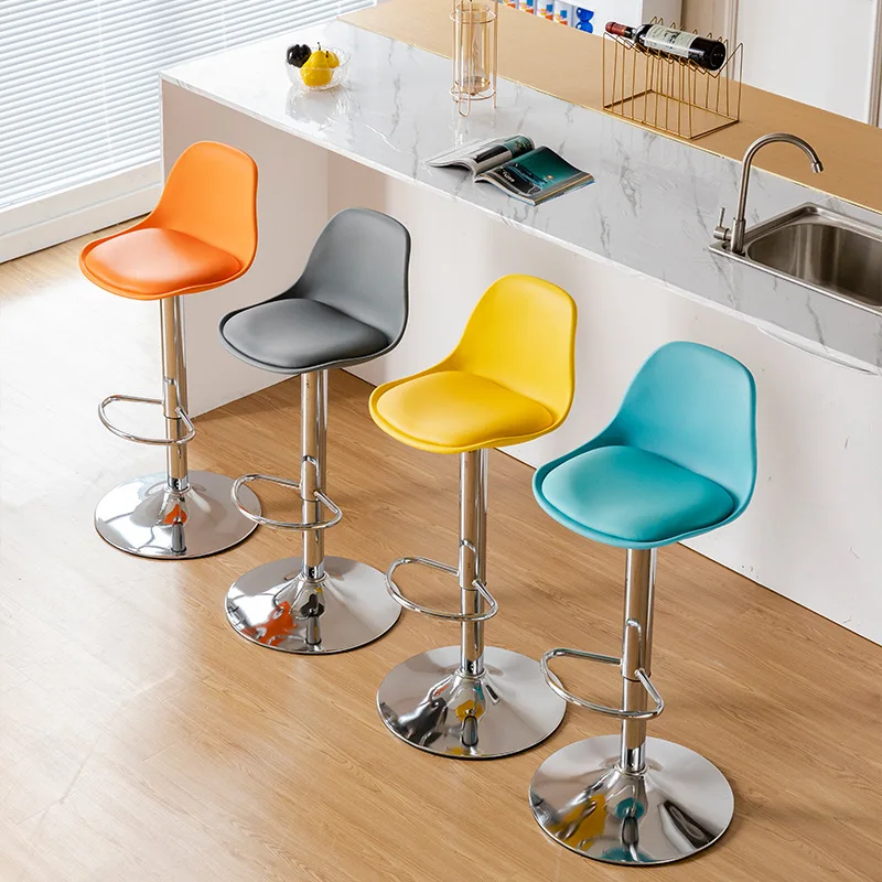 เก้าอี้บาร์พลาสติกปรับระดับได้ทันสมัยสำหรับใช้ในครัวหรือบาร์ พร้อมพนักพิง