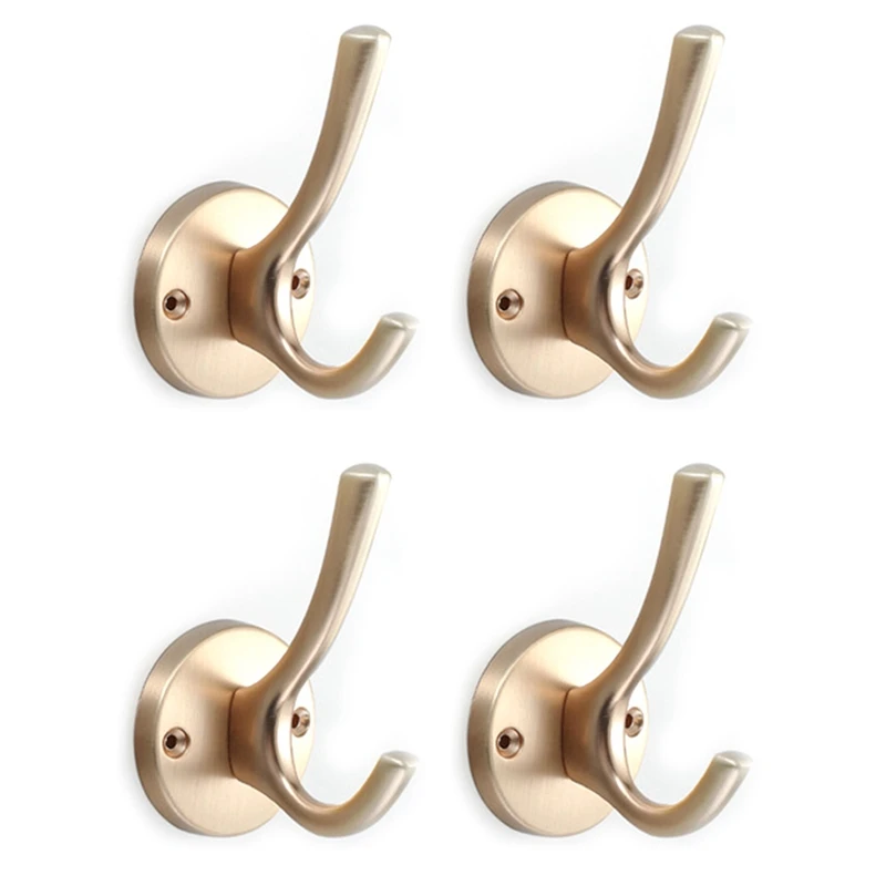

4Pcs Coat Hooks Bathroom Towel Hooks Metal Heavy Duty Double Robe Hook Kitchen Wall Mounted Hanger