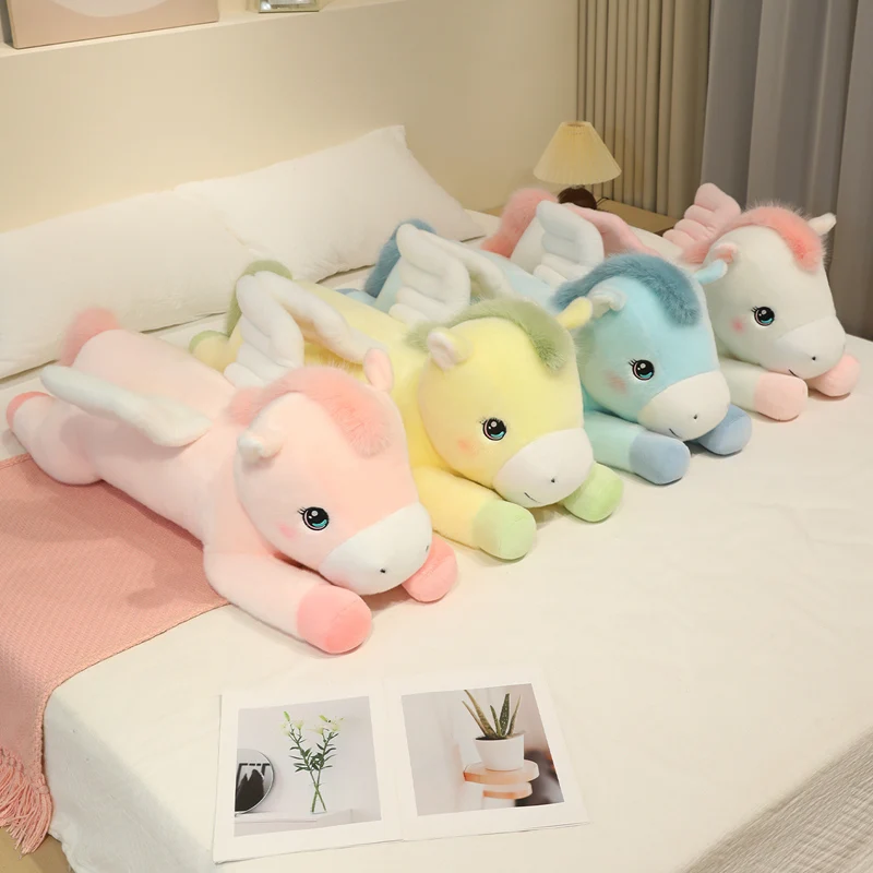 

50cm Kawaii Horse Plush Toy Stuffed Capibara Fluffy Doll Long Sleep Soft Pillow Sofa Cushion Nap Sleeping Toys for School Xmas