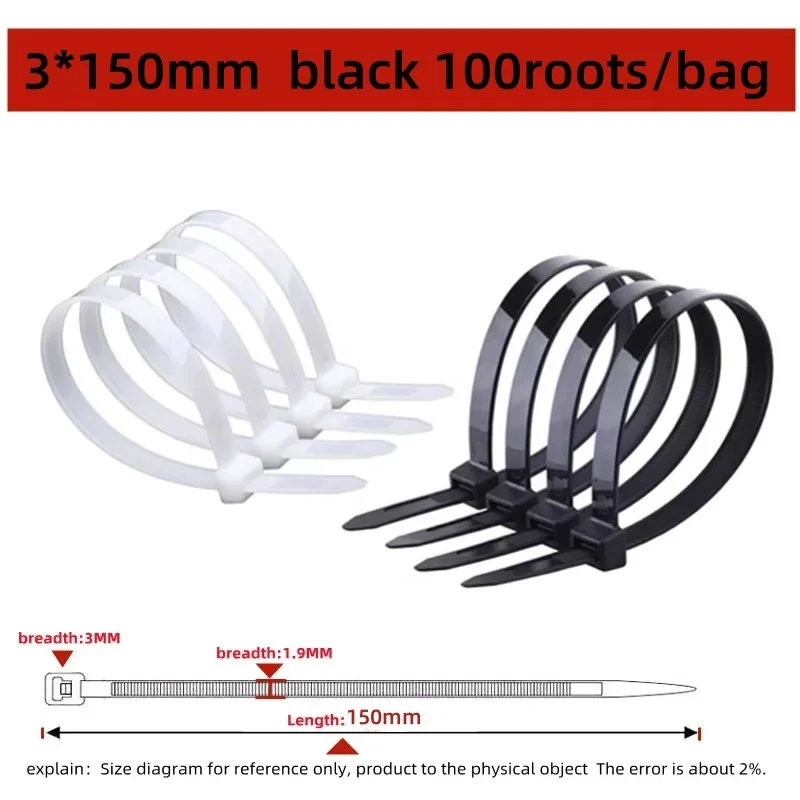 Zelfsluitende plastic nylon band 100 stuks zwart 5x300 kabelbinder bevestigingsring 4x200 kabelbinder zip wraps riem nylon kabelbinder set