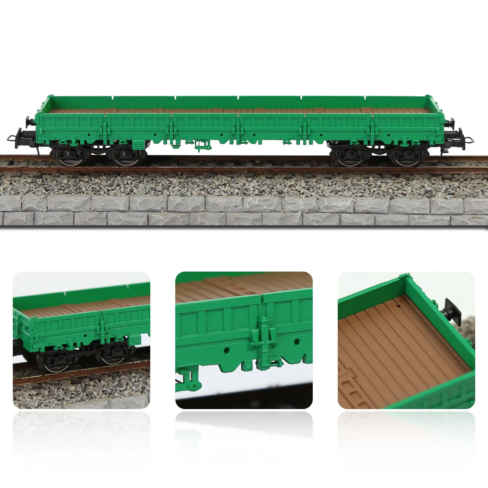 1 Unit Evemodel Trains - Painted Unlettered HO Scale 40\' Low-side Car Model Wagon with Metal Wheels C8764