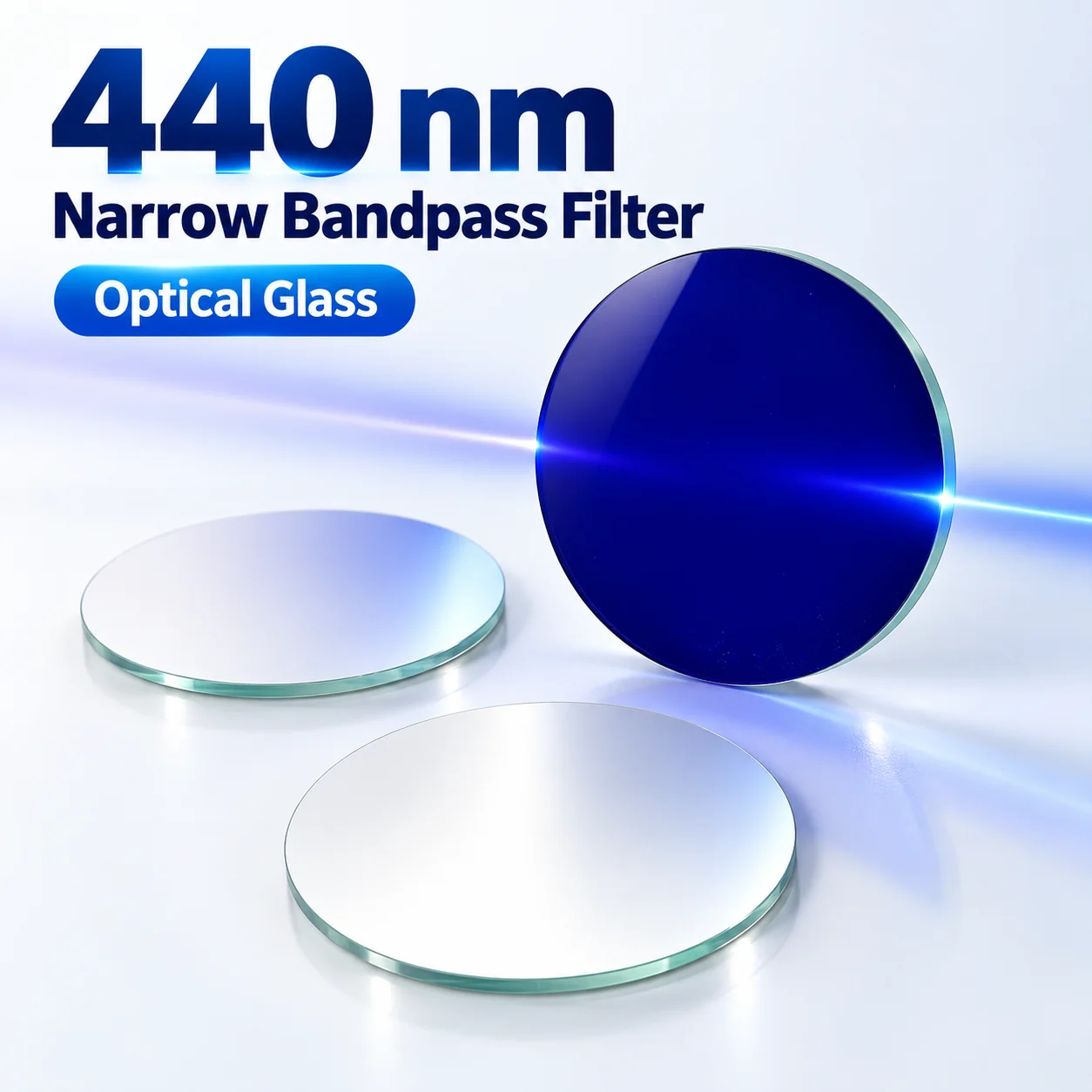 440nm Narrow Bandpass Filter Optical Glass Blue Coated Precision Band Pass Filter for Laser Imaging Sensors Optical Instruments