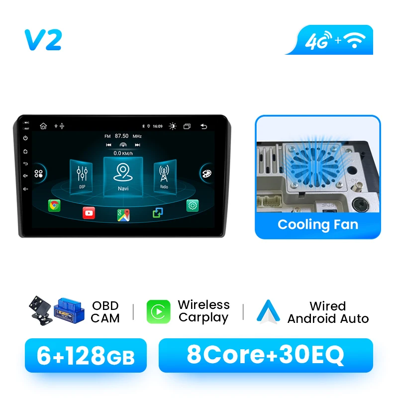 Draadloze CarPlay Android 14 autoradio voor Audi A3 8P 2 2003-2013 9 inch IPS touchscreen GPS navigatie DSP Bose 4G WiFi multimedia autoradio head unit