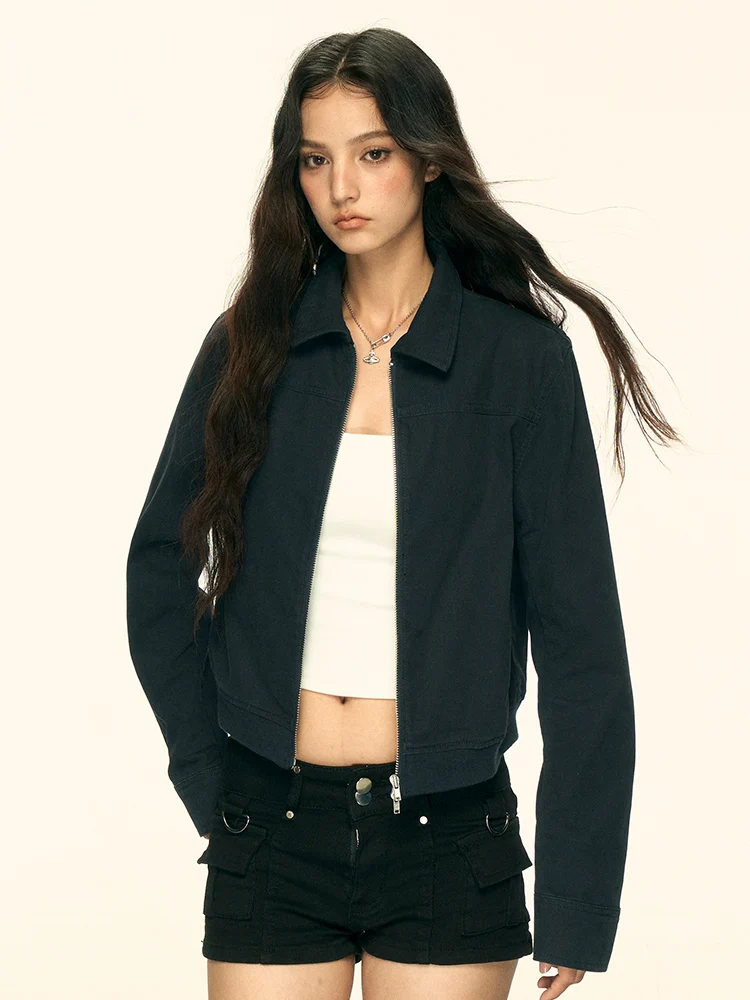 

Новая женская куртка Aaisup Baby Blue Basic Sle ort свободного кроя с отложным воротником, весна-осень, простая универсальная рабочая куртка