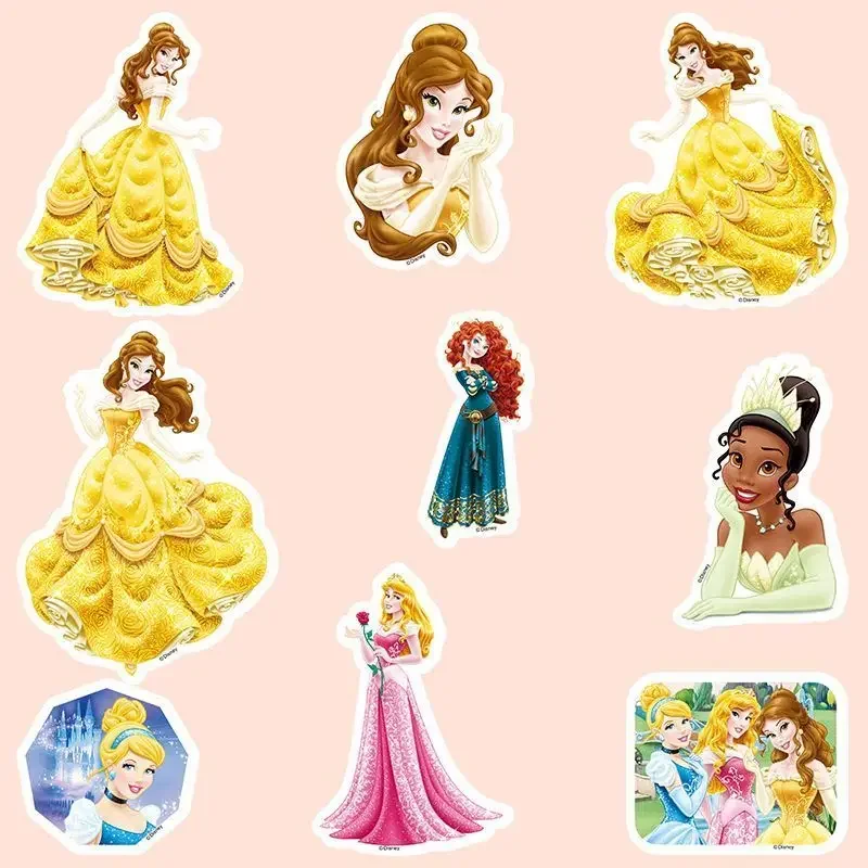 50PCS Cute Cartoon Disney Princess Notebook Water Cup Mobile Phone Case Computer Guitar Luggage Refrigerator Stickers Wholesale