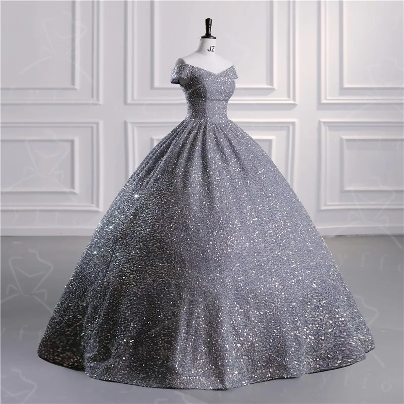 Vestidos de Quinceañera de lentejuelas de lujo, vestido de fiesta clásico elegante sin hombros, vestido de baile de graduación, foto Real, personalizado