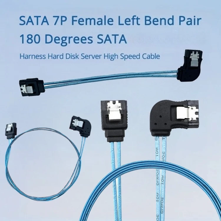 

SATA 7P Female Left / Right Bend to 180 Degrees Straight SATA SAS Harness Hard Disk HDD SSD Server High Speed Cable 0.3M 0.5M 1M