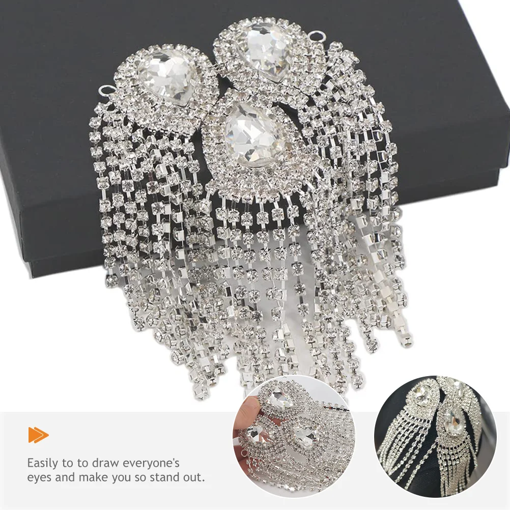 Premium Crystal Epaulettes for Women Fashion Shoulder Jewelry Rhinestones Tassel Applique Dazzling Outfit Accent Standout Look