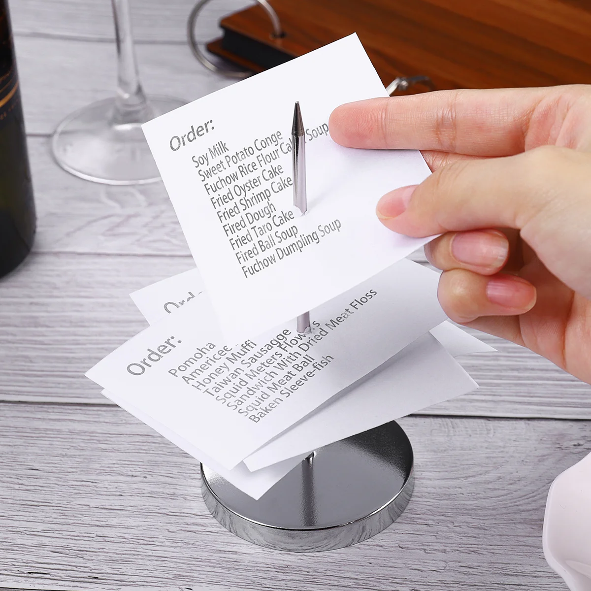 Silver Desk Check Spindle Holder Receipt Stainless Steel Safe Design Straight Rod