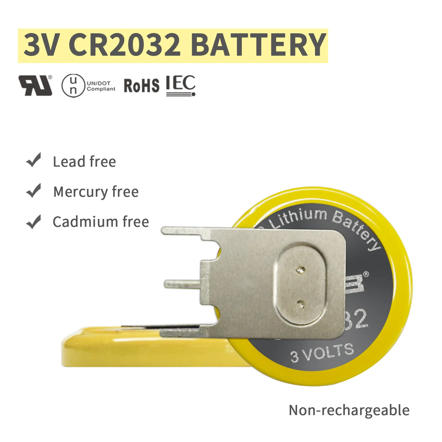 10 قطعة EEMB بطارية CCR2032-PEN3 مع علامات التبويب لحام غير قابلة للشحن