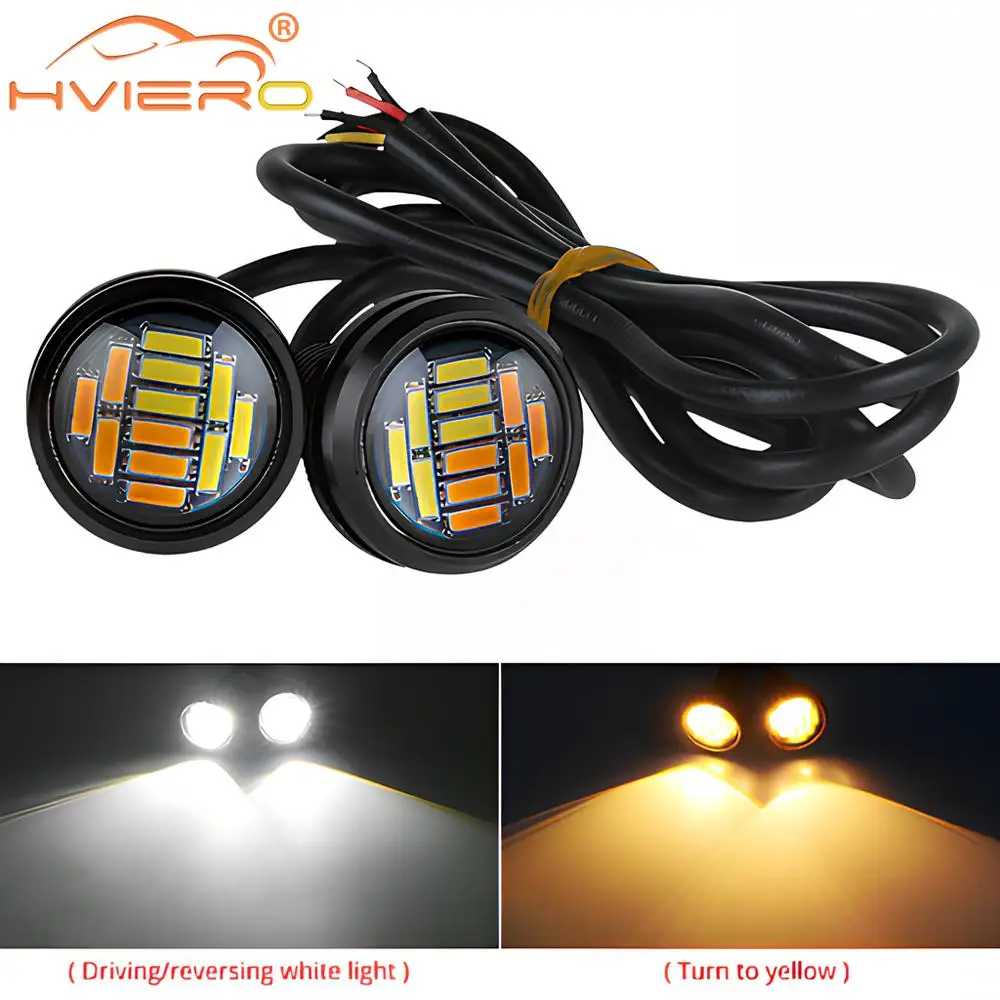 10Pcs luci di marcia diurna automatiche 4014 12SMD indicatori di direzione Reverse Autos Lamps White Eagle lampadine Eye Cars illuminazione a led per moto