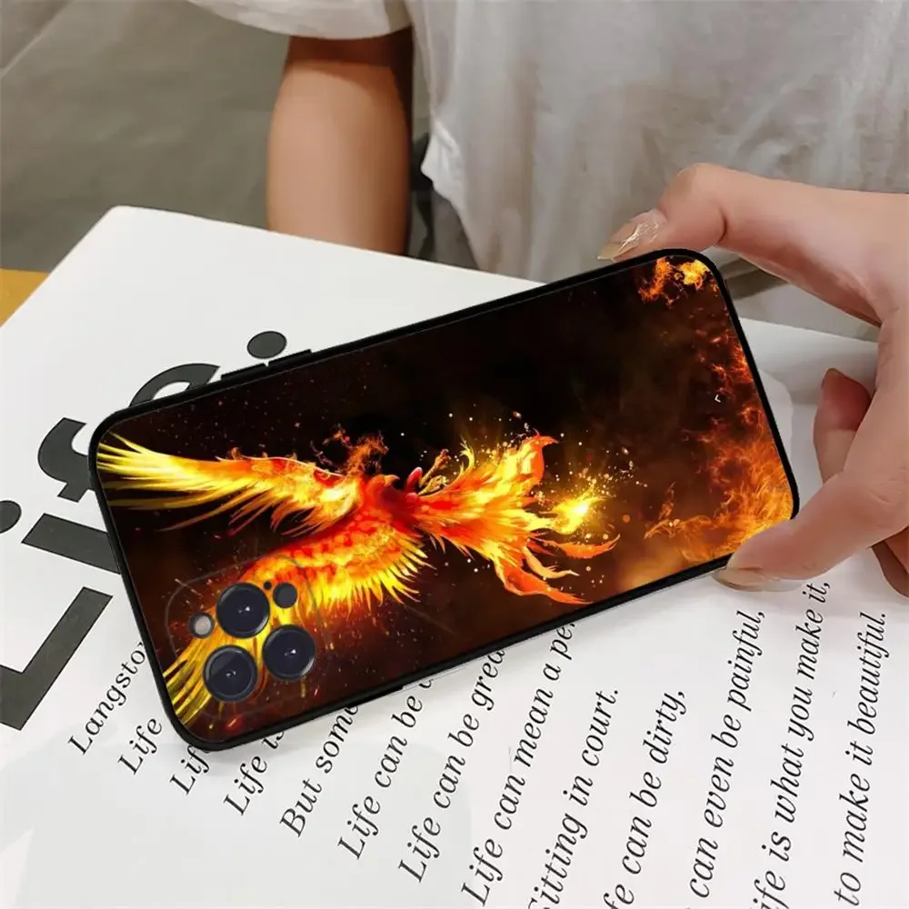 Fire Phoenix Phone Case For iPhone 15 14 13 12 Mini 11 Pro XS Max X XR SE 6 7 8 Plus Soft Silicone Cover