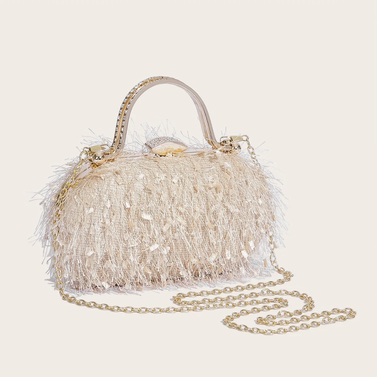 

Tassel Evening Bag For Women Party Handbag Purse Luxury Wedding Feather Female Top Handle Clutch Bag Crossbody Shoulder Bags