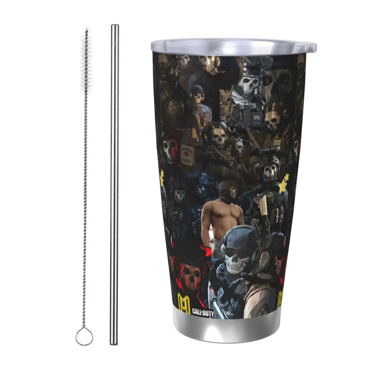 Simon Ghost Riley Stainless Steel Tumbler Vacuum Insulated Mugs Thermal Cold Cup Straws With Lid 20oz