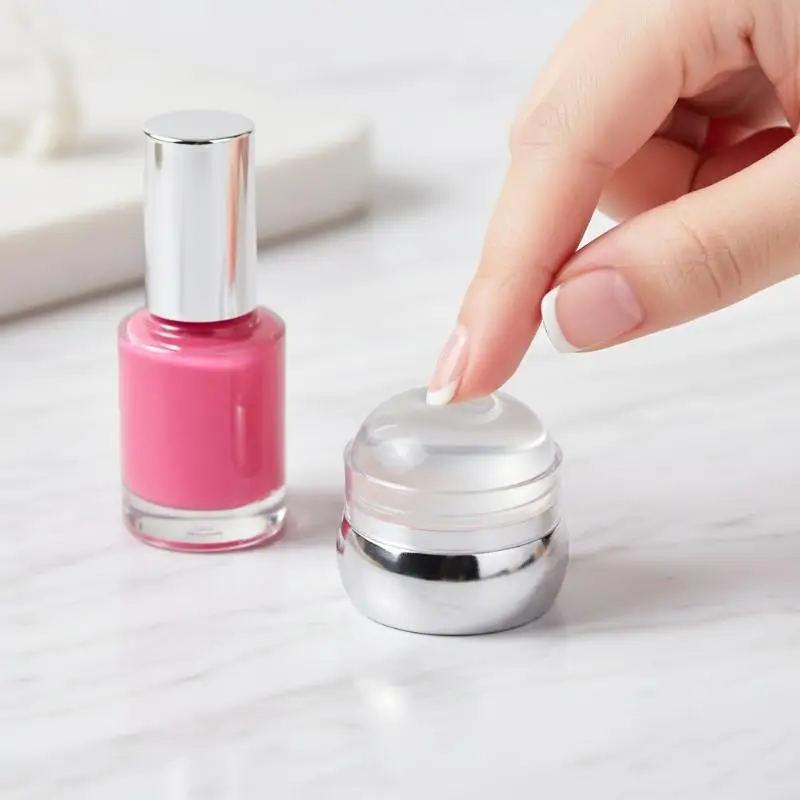 Silicone Nail Stamper Scraper Templates With Cap Clear Jelly Silicone Head Nail Stamp Scraper Stamping Polish Print DIY