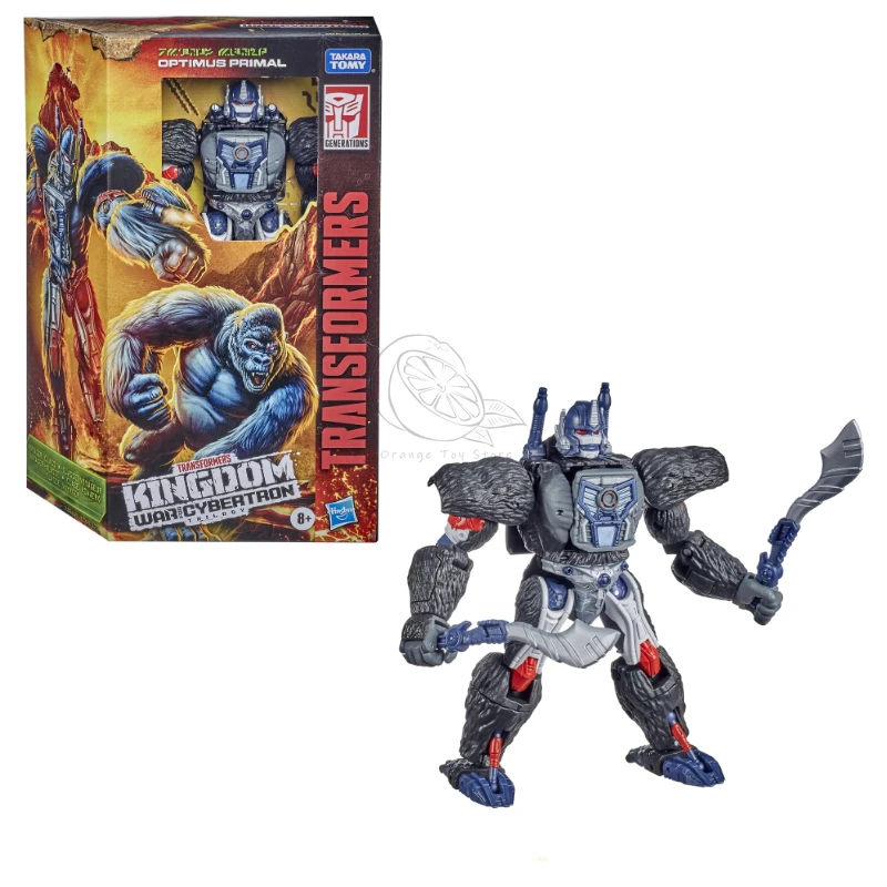 ในสต็อก Takara Tomy Transformers ของเล่น Kingdom WFC-K8 Optimus Primal รุ่นหุ่นยนต์คอลเลกชันตัวเลขการกระทําของเล่นของขวัญงานอดิเรก