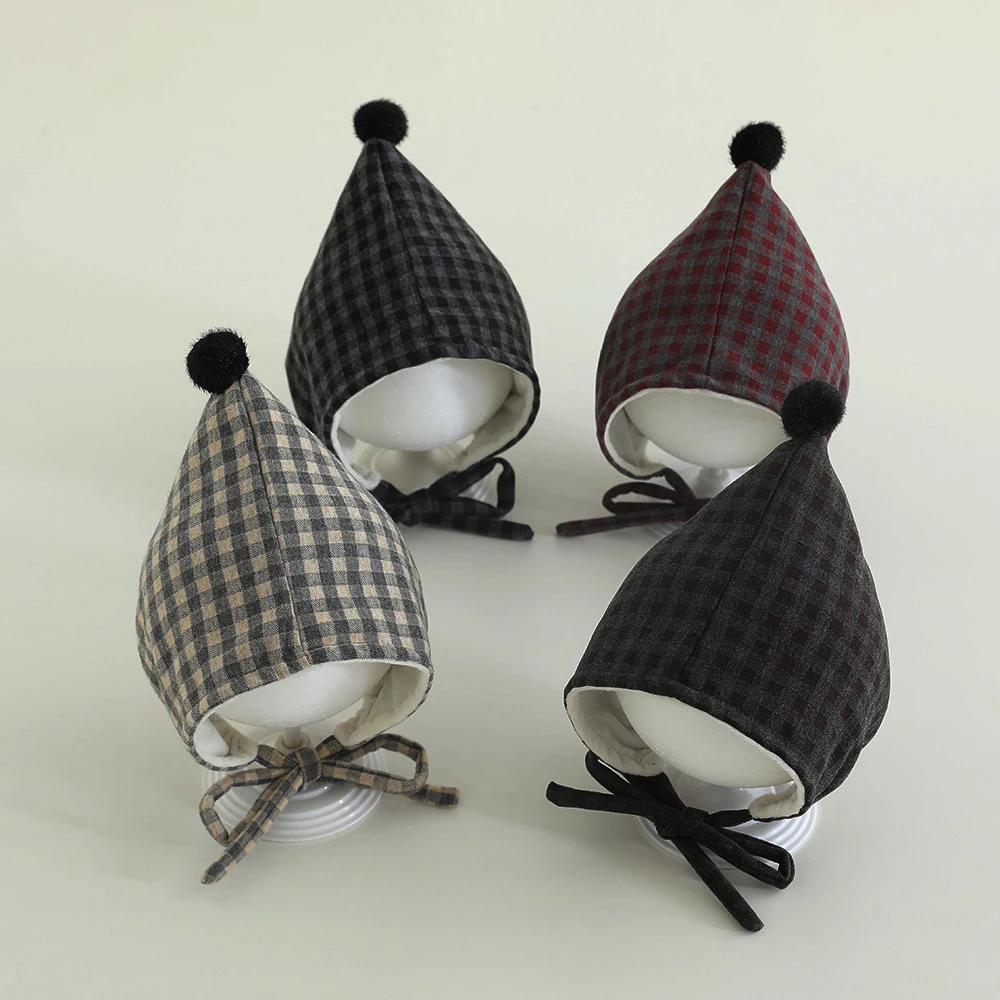 

Winter Baby Hats Plaid Kids Boys Girls Thicken Soft Warm Hat Children Ear Protection Caps