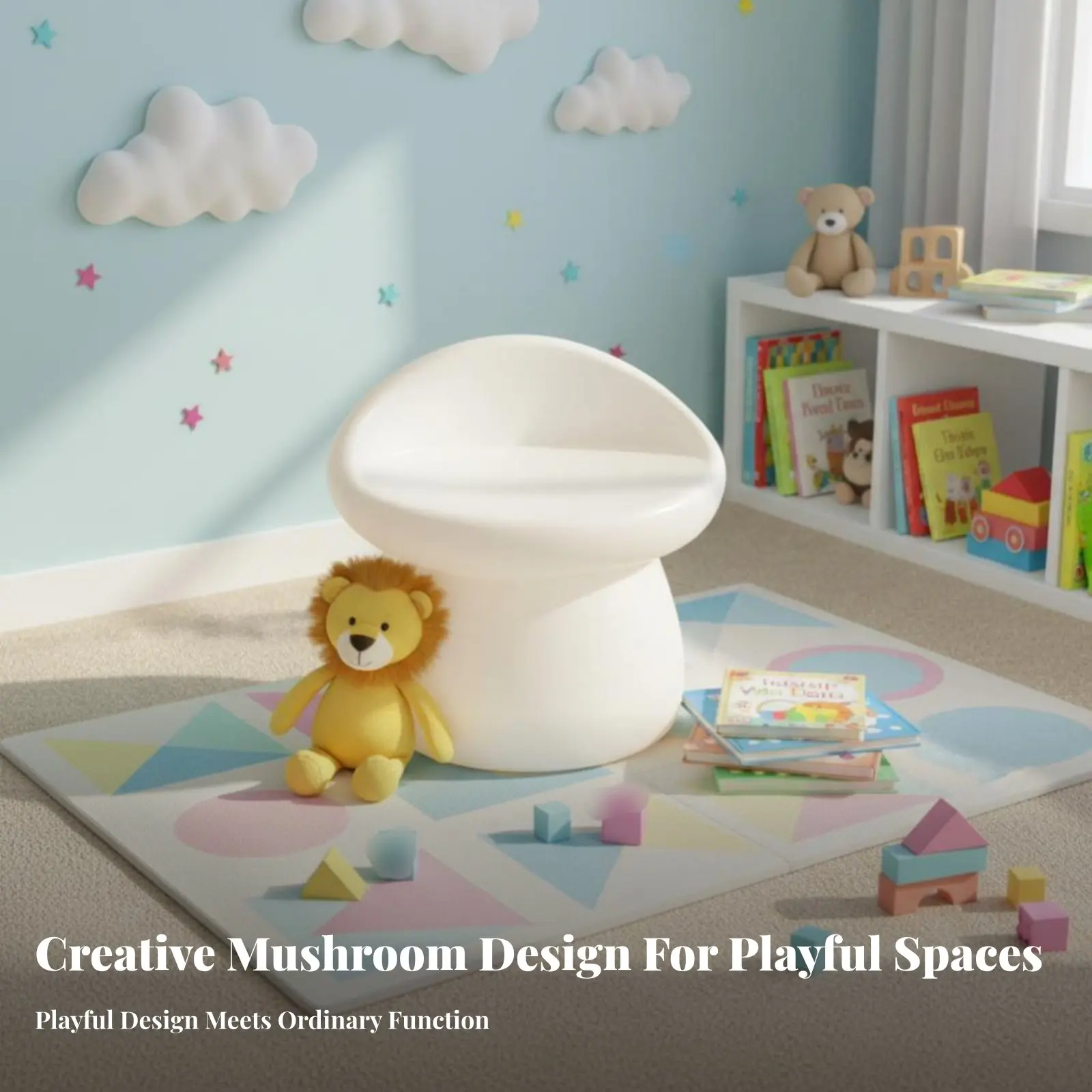 Mushroom-Shaped Stool Housewarming Gift Mushroom-Shaped Ottoman Decorative Multi-Functional for Homeowners, Living Room, Bedroom