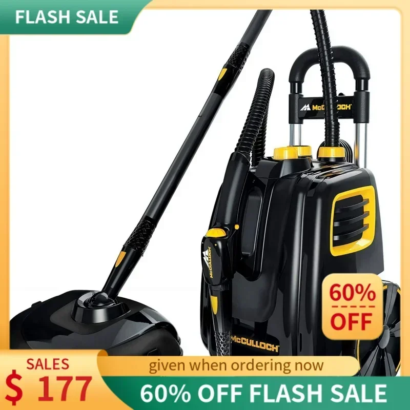 QWMcCulloch MC1385 Deluxe Canister Steam Cleaner with 23 Accessories,Chemical-Free Pressurized Cleaning for Most Floors,Counters