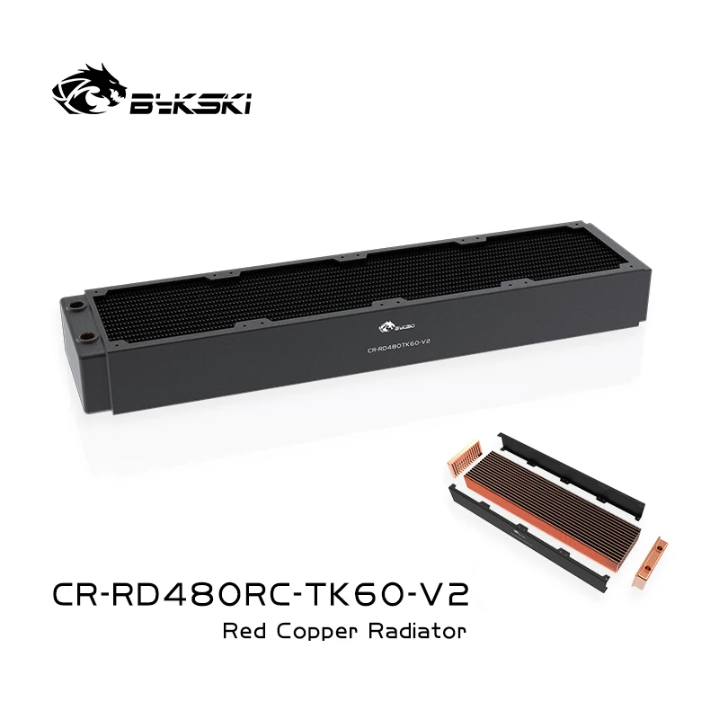 Bykski 60mm Thick Full Copper Radiator PC Water Cooling Radiator Computer Cooler Heatsink 3 Floors Channel 120/240/360/480mm