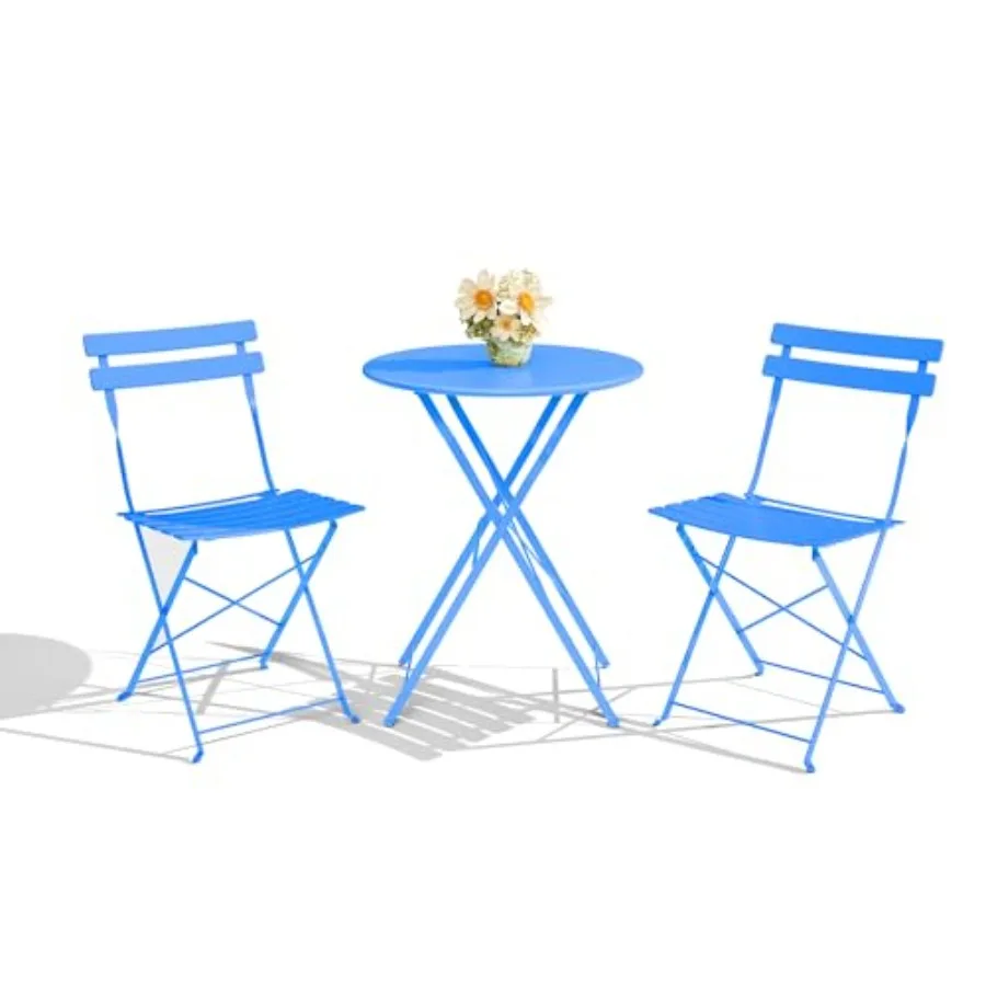 

3-Piece Folding Bistro Set Foldable Patio Furniture Set with Premium Frame Outdoor Bistro Table and Chairs Set of 2 for Patio G