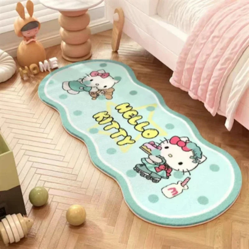 Hello Kitty Polka Dot Cashmere-like Floor Rug, Thick Fluffy Bedside Mat, Soft Carpet for Bedroom & Bay Window