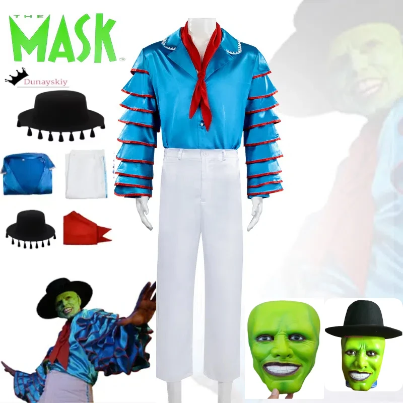 

Halloween Carnival Party Costume Disfraces Movie The Mask Jim Carrey Cosplay Costumes Set Unisex Adult TOP pants Suit Uniform