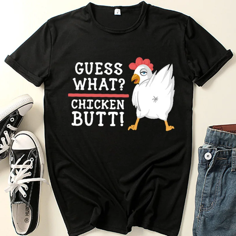 

Guess What Chicken Print Women T Shirt Short Sleeve O Neck Loose Women Tshirt Ladies Tee Shirt Tops Clothes Camisetas Mujer