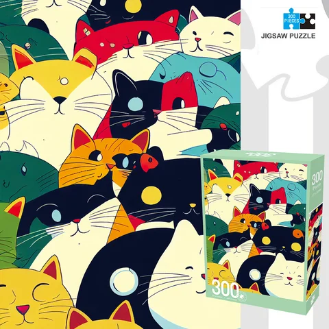 Jigsaw Puzzles for Adults/Kids 300 Pieces Group Cute Cats Jigsaw Puzzles Families Games Toy for Home Art Decor Puzzles 15' X 10'