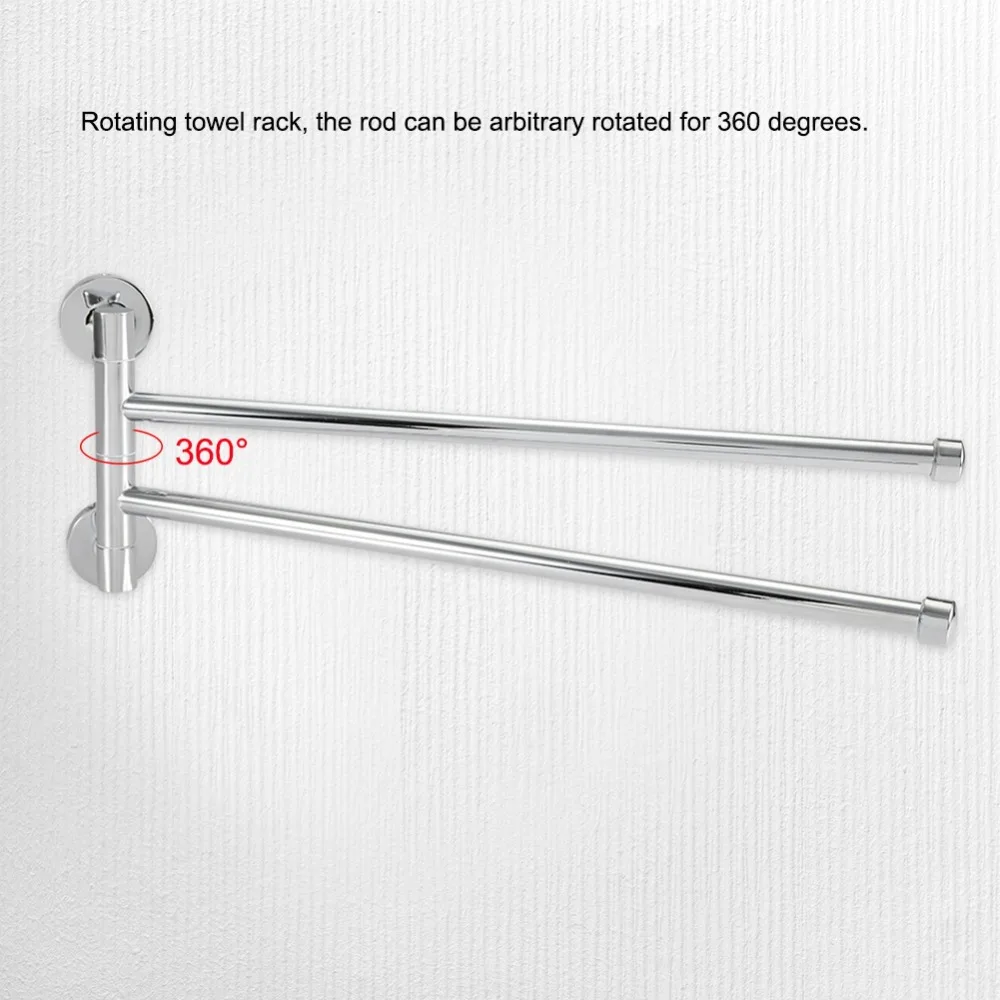

Durable Stainless Steel Towel Rack Silver Wall Mounted Towel Hanger Modern Swivel Towel Bar Bathroom Kitchen Toilet Laundry Room