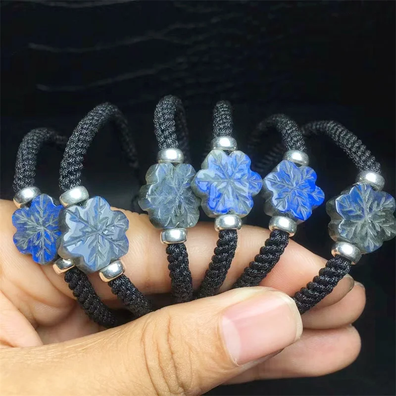 

Natural Labradorite Snowflake Woven Bracelet Crystal Carving Women Jewelry Healing Gemstone Holiday Gift Fashion 1pcs