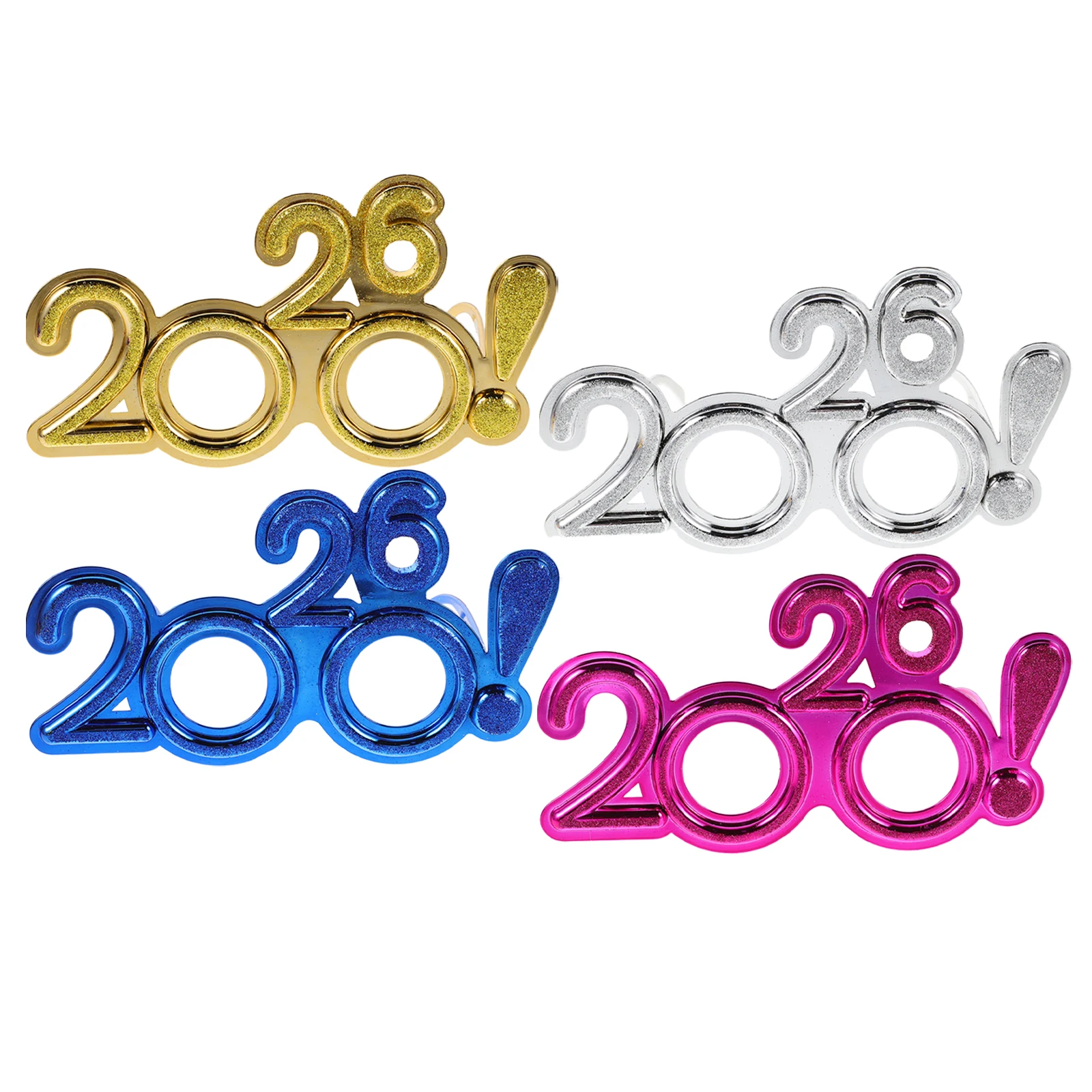 

4 Pcs Party Decoration Glasses Happy New Yearparty Eve Decorative Mirror Year's Plastic Fun