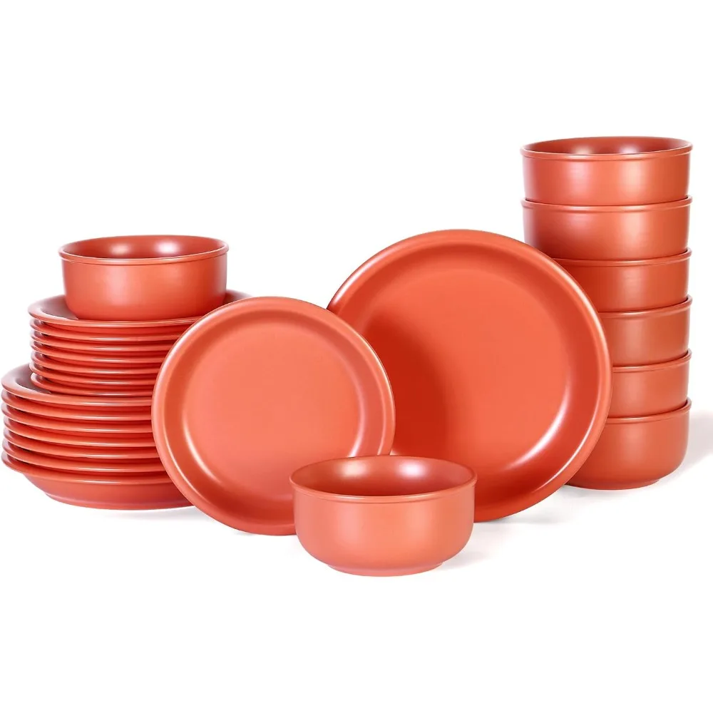 

Винтажный набор столовой посуды из керамического камня на 8, керамические тарелки и миски из 24 предметов, бессвинцовая посуда ручной работы