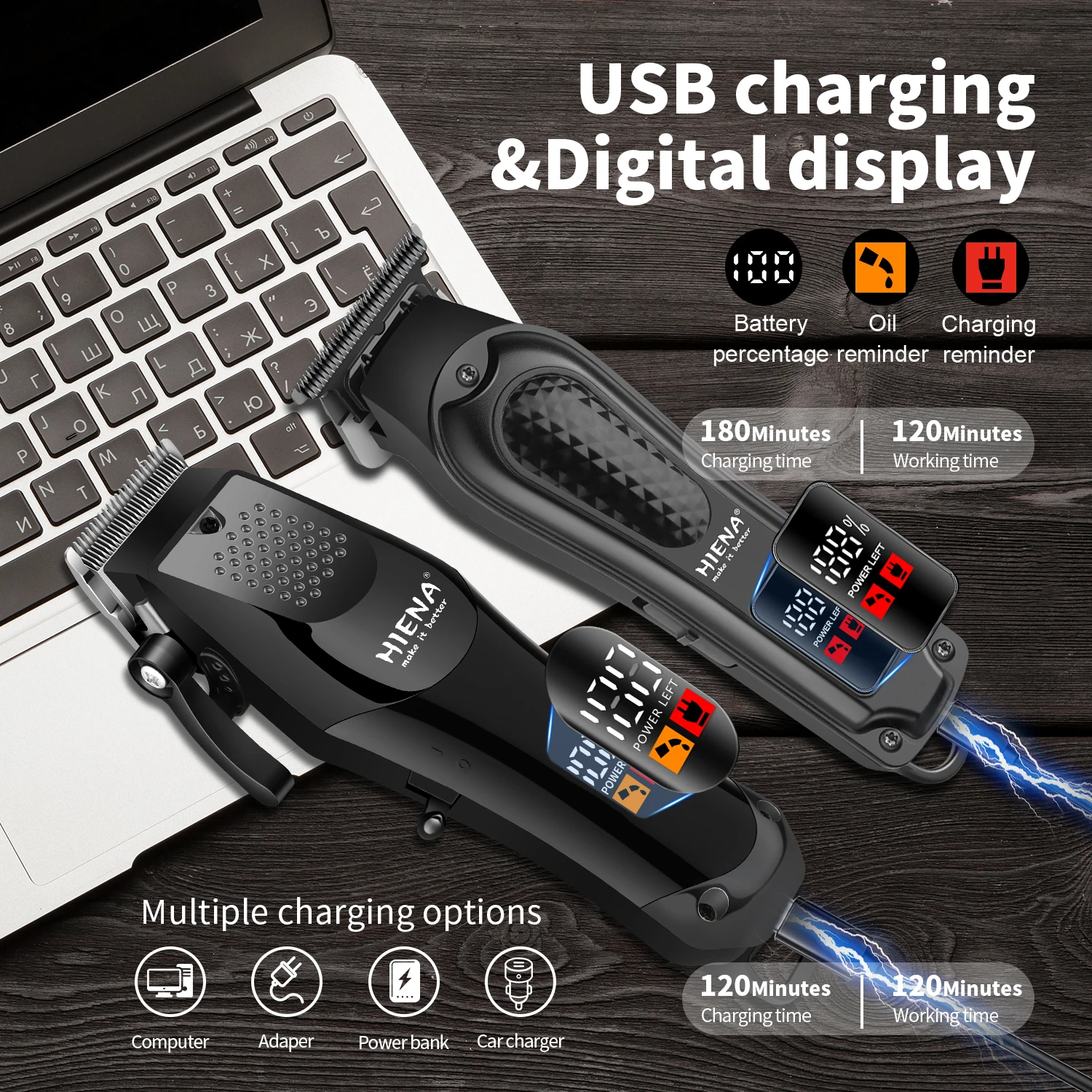 2 Pieces Set Haircut Machine Professional For Man Oil Head Hair Clippers Grooming Kit Barber Electric Cordless Hair Trimmer