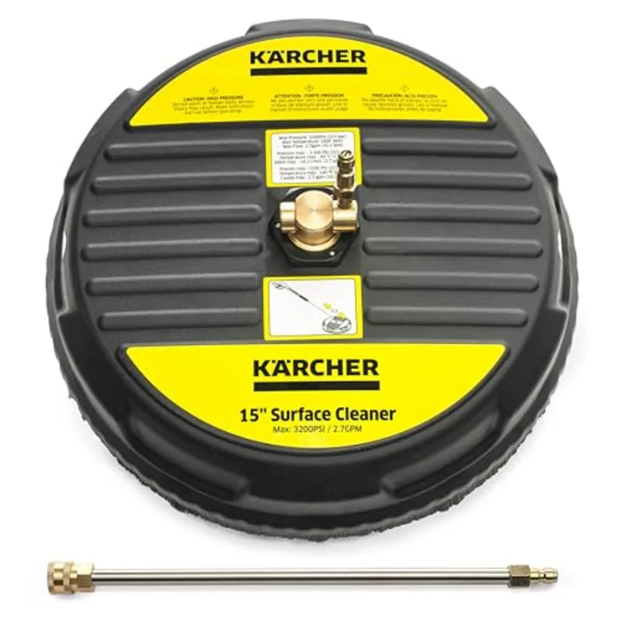 

Pressure Washer Surface Cleaner 15" Quick Connect 2600-3200 PSI Ideal for Driveways Patios Decks Sidewalks