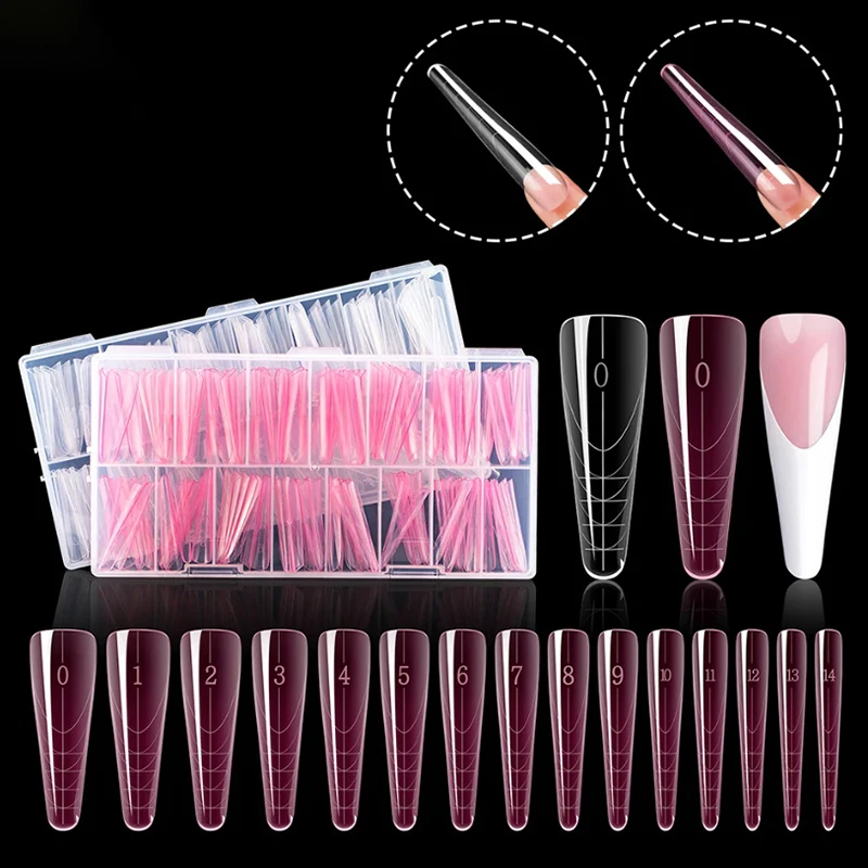 150szt French Dual Nail Form With Edges Inside Full Cover Quick Building Mold Acrylic Top Forms For Extension False Nail Tips