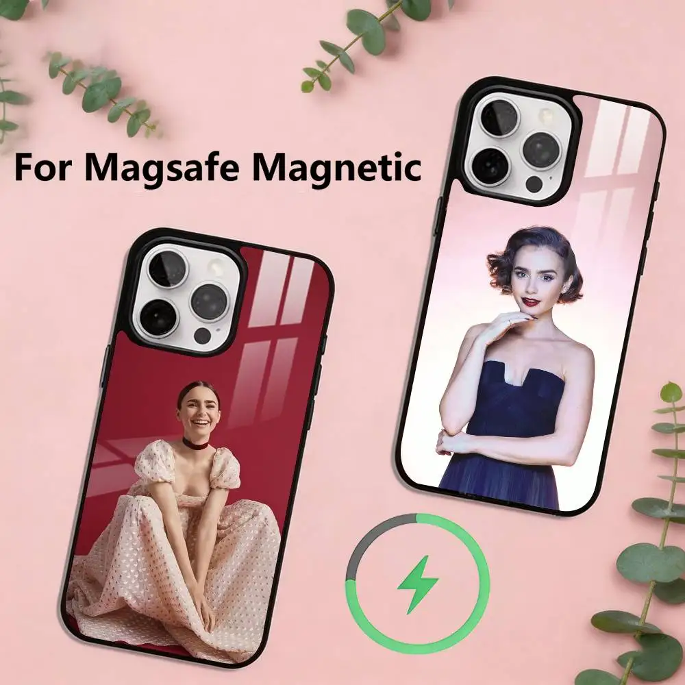 

Actor L-Lily Collins Phone Case For iPhone17,16,15,14,13,12,11 Plus,Pro Magnetic with Magsafe Wireless Charging